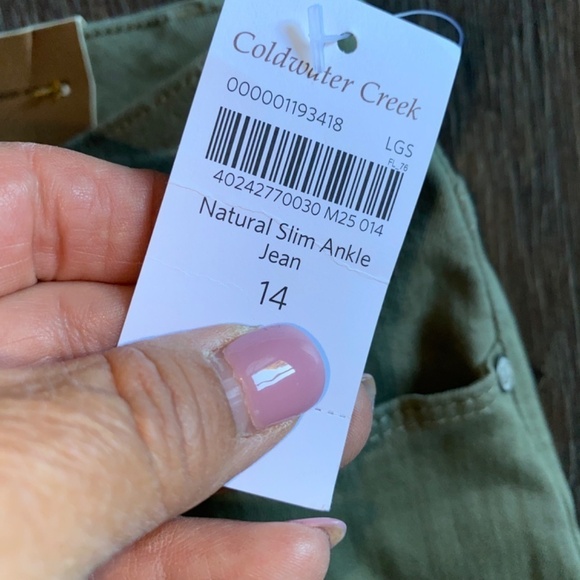 Cold water creek light olive green size 14 slim leg pants new - Picture 6 of 8